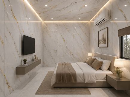 Phòng ngủ ốp Panel vân đá